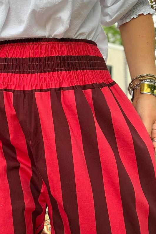 Bloc Stripe Wide Leg Pant Rhubarb Rose & Rioja
